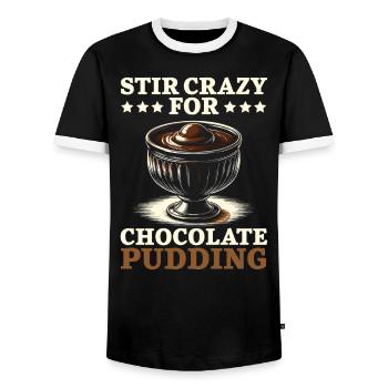 Chocolate Pudding Sweet Dessert Food Lover Foodie - Men's Ringer Shirt - black/white - Front - AI Model Female 172 light (172cm) & AI Model Male 178 light (178cm)