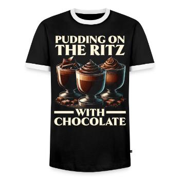 Chocolate Pudding Sweet Dessert Food Lover Foodie - Men's Ringer Shirt - black/white - Front - AI Model Female 172 light (172cm) & AI Model Male 178 light (178cm)
