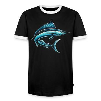 Wahoo Fish Catcher Fisher Pêcheur Pêche - T-shirt contrasté Homme - noir/blanc - Devant - AI Model Female 172 light (172cm) & AI Model Male 178 light (178cm)