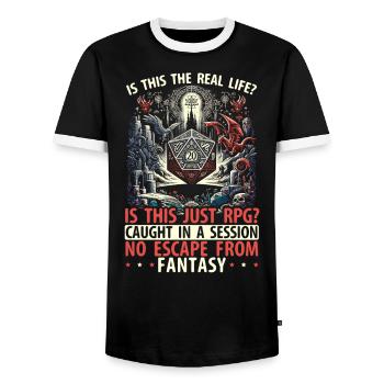 Role Playing Game RPG Master Video Game Gamer - Men's Ringer Shirt - black/white - Front - AI Model Female 172 light (172cm) & AI Model Male 178 light (178cm)