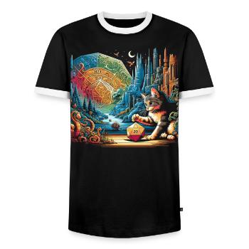Jeu de rôle RPG Maître du jeu vidéo Gamer - T-shirt contrasté Homme - noir/blanc - Devant - AI Model Female 172 light (172cm) & AI Model Male 178 light (178cm)