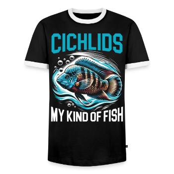 Cichlid Fish Lover Aquarium d’aquariophilie d’eau douce - T-shirt contrasté Homme - noir/blanc - Devant - AI Model Female 172 light (172cm) & AI Model Male 178 light (178cm)