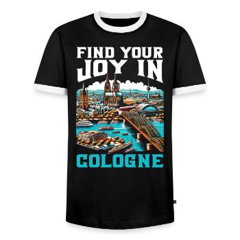 Cologne Allemagne Voyage Vacances J’aime Cologne - T-shirt contrasté Homme - noir/blanc - Devant - AI Model Female 172 light (172cm) & AI Model Male 178 light (178cm)