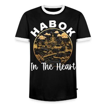 Seoul South Korea Country Travel Vacation Korean - Men's Ringer Shirt - black/white - Front - AI Model Female 172 light (172cm) & AI Model Male 178 light (178cm)