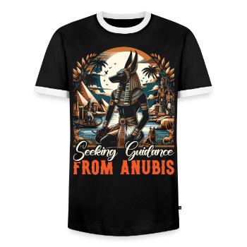 Anubis Egyptian Mythology Pyramid Ancient Egypt - Men's Ringer Shirt - black/white - Front - AI Model Female 172 light (172cm) & AI Model Male 178 light (178cm)