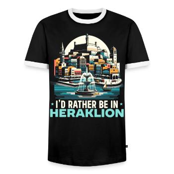 Héraklion Grèce Voyage Vacances Patrimoine Grec - T-shirt contrasté Homme - noir/blanc - Devant - AI Model Female 172 light (172cm) & AI Model Male 178 light (178cm)