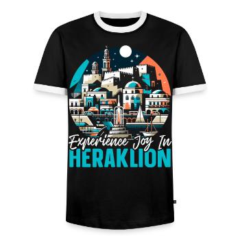 Héraklion Grèce Voyage Vacances Patrimoine Grec - T-shirt contrasté Homme - noir/blanc - Devant - AI Model Female 172 light (172cm) & AI Model Male 178 light (178cm)