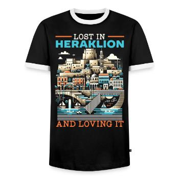 Héraklion Grèce Voyage Vacances Patrimoine Grec - T-shirt contrasté Homme - noir/blanc - Devant - AI Model Female 172 light (172cm) & AI Model Male 178 light (178cm)