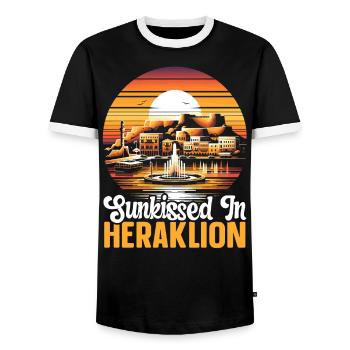 Héraklion Grèce Voyage Vacances Patrimoine Grec - T-shirt contrasté Homme - noir/blanc - Devant - AI Model Female 172 light (172cm) & AI Model Male 178 light (178cm)