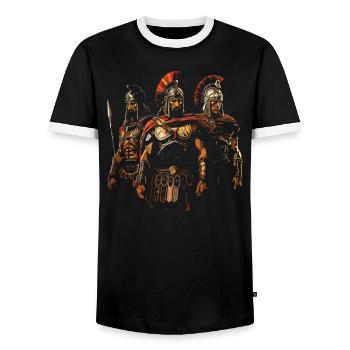 Trojan War Warrior Ancient Greece Greek Mythology - Men's Ringer Shirt - black/white - Front - AI Model Female 172 light (172cm) & AI Model Male 178 light (178cm)