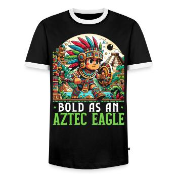 Aztec Warrior Native Mexican Aztec Civilization - Men's Ringer Shirt - black/white - Front - AI Model Female 172 light (172cm) & AI Model Male 178 light (178cm)