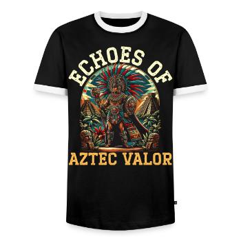 Aztec Warrior Native Mexican Aztec Civilization - Men's Ringer Shirt - black/white - Front - AI Model Female 172 light (172cm) & AI Model Male 178 light (178cm)