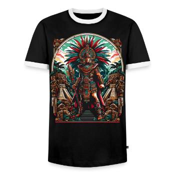 Aztec Warrior Native Mexican Aztec Civilization - Men's Ringer Shirt - black/white - Front - AI Model Female 172 light (172cm) & AI Model Male 178 light (178cm)