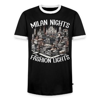 Mailand Italien Reisen Urlaub Italienisch Mailand Skyline - Männer Kontrast-T-Shirt - Schwarz/Weiß - Vorne - AI Model Female 172 light (172cm) & AI Model Male 178 light (178cm)