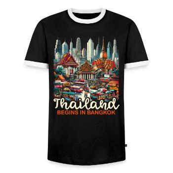 Bangkok Thaïlande Voyage Vacances Langue thaïlandaise - T-shirt contrasté Homme - noir/blanc - Devant - AI Model Female 172 light (172cm) & AI Model Male 178 light (178cm)