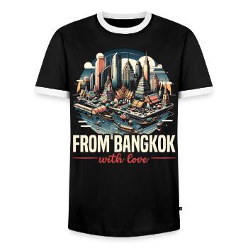 Bangkok Thaïlande Voyage Vacances Langue thaïlandaise - T-shirt contrasté Homme - noir/blanc - Devant - AI Model Female 172 light (172cm) & AI Model Male 178 light (178cm)