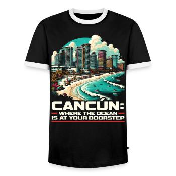Cancún Mexique Pride Vacances Mexique Voyage Mexicain - T-shirt contrasté Homme - noir/blanc - Devant - AI Model Female 172 light (172cm) & AI Model Male 178 light (178cm)
