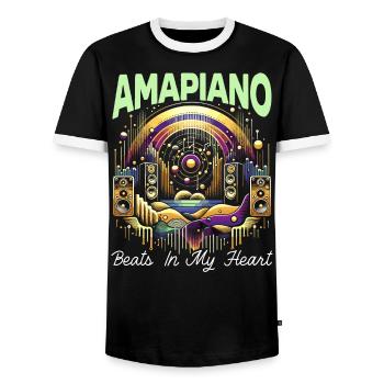 Amapiano Südafrikanischer Musikliebhaber Afrobeat - Männer Kontrast-T-Shirt - Schwarz/Weiß - Vorne - AI Model Female 172 light (172cm) & AI Model Male 178 light (178cm)