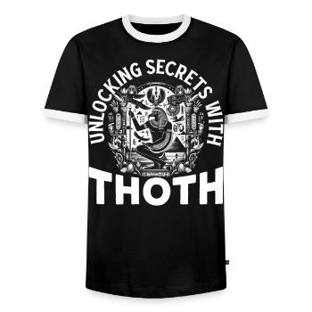 Thoth Egyptian Mythology Diety Ibis Ancient Egypt - Men's Ringer Shirt - black/white - Front - AI Model Female 172 light (172cm) & AI Model Male 178 light (178cm)
