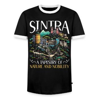 Sintra Portugal Voyage Vacances Pays Portugais - T-shirt contrasté Homme - noir/blanc - Devant - AI Model Female 172 light (172cm) & AI Model Male 178 light (178cm)