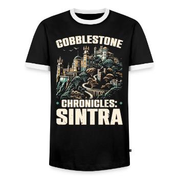Sintra Portugal Travel Vacation Country Portugese - Men's Ringer Shirt - black/white - Front - AI Model Female 172 light (172cm) & AI Model Male 178 light (178cm)
