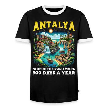 Antalya Türkei Reisen Urlaub Ich liebe die Türkei - Männer Kontrast-T-Shirt - Schwarz/Weiß - Vorne - AI Model Female 172 light (172cm) & AI Model Male 178 light (178cm)