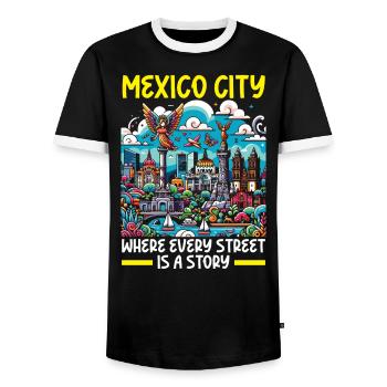 Mexico City Mexique Vacances Mexique Voyage Mexicain - T-shirt contrasté Homme - noir/blanc - Devant - AI Model Female 172 light (172cm) & AI Model Male 178 light (178cm)