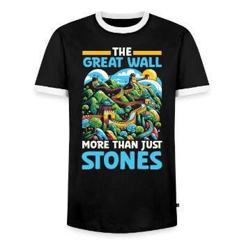 Great Wall Of China Travel Vacation Chinese - Men's Ringer Shirt - black/white - Front - AI Model Female 172 light (172cm) & AI Model Male 178 light (178cm)