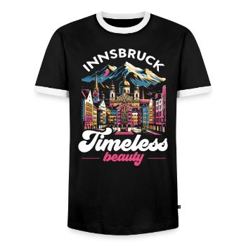 Innsbruck Austria Travel Vacation Austrian - Men's Ringer Shirt - black/white - Front - AI Model Female 172 light (172cm) & AI Model Male 178 light (178cm)