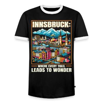 Innsbruck Austria Travel Vacation Austrian - Men's Ringer Shirt - black/white - Front - AI Model Female 172 light (172cm) & AI Model Male 178 light (178cm)