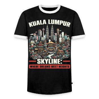 Kuala Lumpur Malaysia Reisen Urlaub Malaysisch - Männer Kontrast-T-Shirt - Schwarz/Weiß - Vorne - AI Model Female 172 light (172cm) & AI Model Male 178 light (178cm)