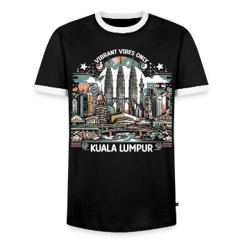 Kuala Lumpur Malaysia Reisen Urlaub Malaysisch - Männer Kontrast-T-Shirt - Schwarz/Weiß - Vorne - AI Model Female 172 light (172cm) & AI Model Male 178 light (178cm)