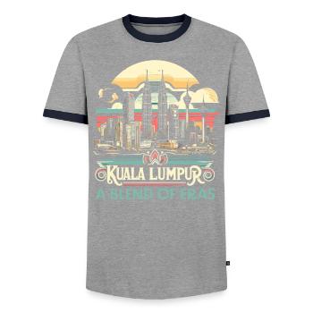 Kuala Lumpur Malaisie Voyage Vacances Malaisien - T-shirt contrasté Homme - gris/marine  - Devant - AI Model Female 172 light (172cm) & AI Model Male 178 light (178cm)