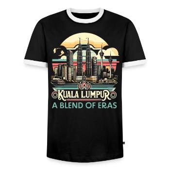 Kuala Lumpur Malaysia Reisen Urlaub Malaysisch - Männer Kontrast-T-Shirt - Schwarz/Weiß - Vorne - AI Model Female 172 light (172cm) & AI Model Male 178 light (178cm)