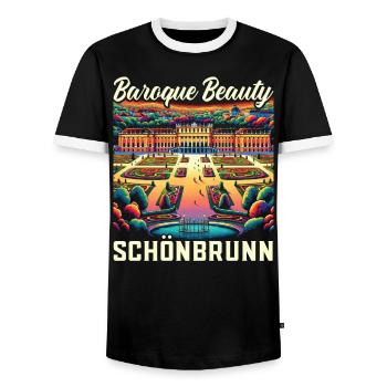 Château de Schönbrunn Autriche Voyage Vacances Autrichien - T-shirt contrasté Homme - noir/blanc - Devant - AI Model Female 172 light (172cm) & AI Model Male 178 light (178cm)