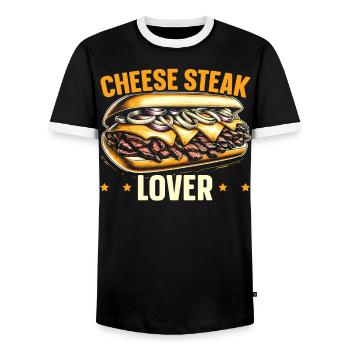 Cheese Steak Food Lover American Sandwhich Foodie - Men's Ringer Shirt - black/white - Front - AI Model Female 172 light (172cm) & AI Model Male 178 light (178cm)