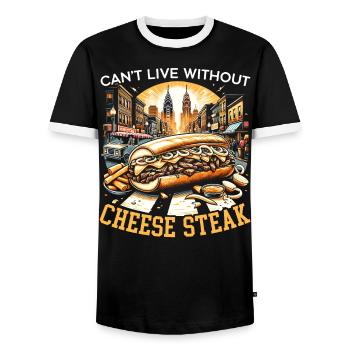 Cheese Steak Food Lover American Sandwhich Foodie - Men's Ringer Shirt - black/white - Front - AI Model Female 172 light (172cm) & AI Model Male 178 light (178cm)