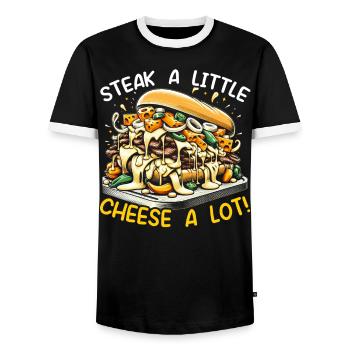Cheese Steak Food Lover American Sandwhich Foodie - Men's Ringer Shirt - black/white - Front - AI Model Female 172 light (172cm) & AI Model Male 178 light (178cm)