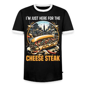 Cheese Steak Food Lover American Sandwhich Foodie - Men's Ringer Shirt - black/white - Front - AI Model Female 172 light (172cm) & AI Model Male 178 light (178cm)