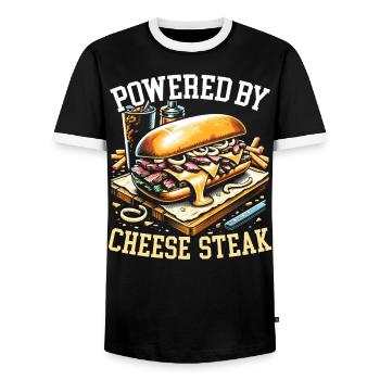 Cheese Steak Food Lover American Sandwhich Foodie - Men's Ringer Shirt - black/white - Front - AI Model Female 172 light (172cm) & AI Model Male 178 light (178cm)