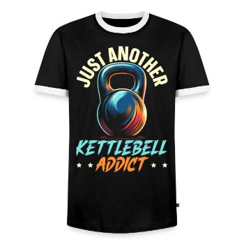 Kettlebell Workout Fitness Journey Bodybuilder - Men's Ringer Shirt - black/white - Front - AI Model Female 172 light (172cm) & AI Model Male 178 light (178cm)