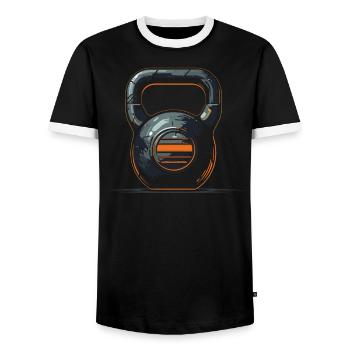 Kettlebell Workout Fitness Journey Bodybuilder - Men's Ringer Shirt - black/white - Front - AI Model Female 172 light (172cm) & AI Model Male 178 light (178cm)