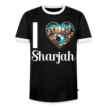 Sharjah Émirats arabes unis Voyage vacances Émirats arabes unis - T-shirt contrasté Homme - noir/blanc - Devant - AI Model Female 172 light (172cm) & AI Model Male 178 light (178cm)