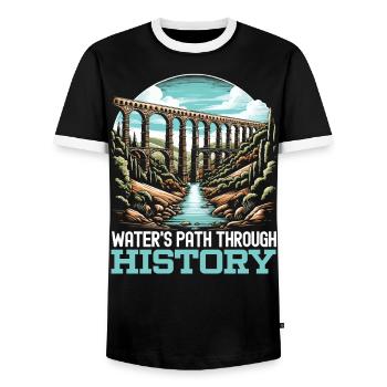 Roman Aqueducts Roman Engineering Ancient Rome - Men's Ringer Shirt - black/white - Front - AI Model Female 172 light (172cm) & AI Model Male 178 light (178cm)