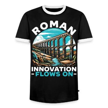 Aqueducs romains Ingénierie romaine Rome antique - T-shirt contrasté Homme - noir/blanc - Devant - AI Model Female 172 light (172cm) & AI Model Male 178 light (178cm)