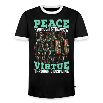 Roman Legionnaires Ancient Rome Roman Empire - Men's Ringer Shirt - black/white - Front - AI Model Female 172 light (172cm) & AI Model Male 178 light (178cm)