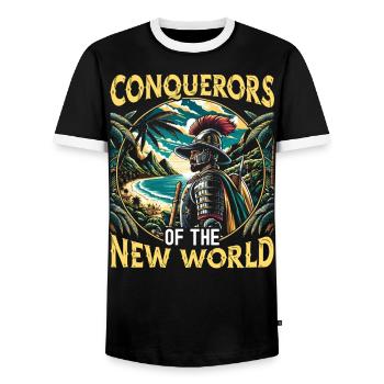 Spanish Conquistador Colonizer Explorer Spain - Men's Ringer Shirt - black/white - Front - AI Model Female 172 light (172cm) & AI Model Male 178 light (178cm)