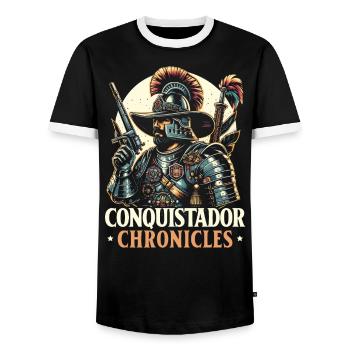Spanischer Konquistador Kolonisator Entdecker Spanien - Männer Kontrast-T-Shirt - Schwarz/Weiß - Vorne - AI Model Female 172 light (172cm) & AI Model Male 178 light (178cm)