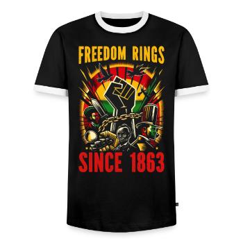 Emancipation Proclamation African Juneteenth - Men's Ringer Shirt - black/white - Front - AI Model Female 172 light (172cm) & AI Model Male 178 light (178cm)