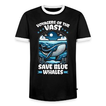 Espèces en voie de disparition Droits des animaux des rorquals bleus - T-shirt contrasté Homme - noir/blanc - Devant - AI Model Female 172 light (172cm) & AI Model Male 178 light (178cm)
